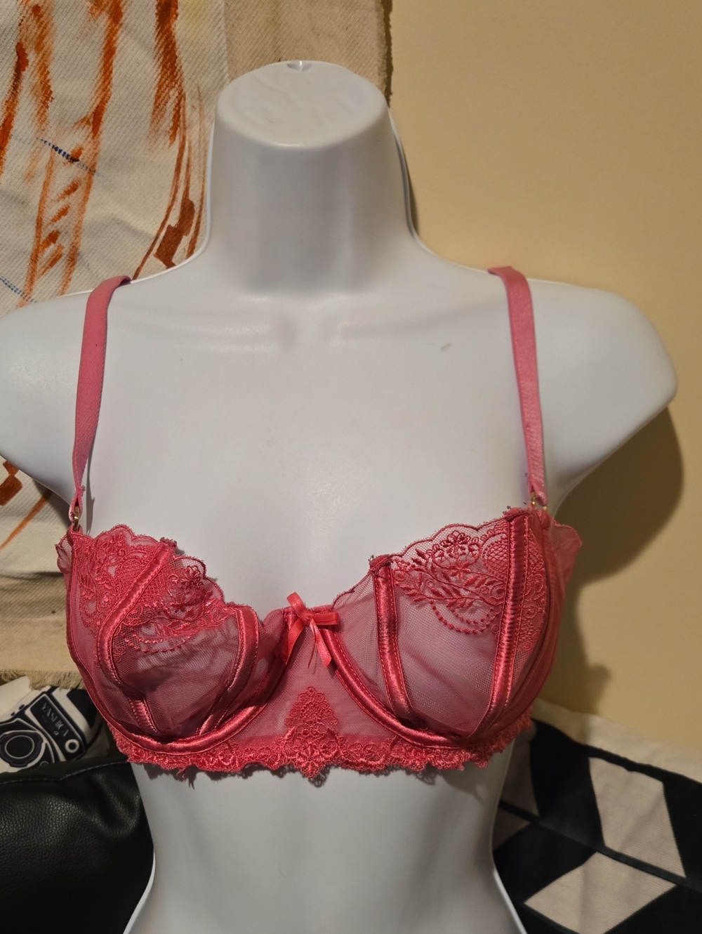 Honey Birdette Coral Pink Lace Underwire Bra 👀SEE DESCRIPTION👀